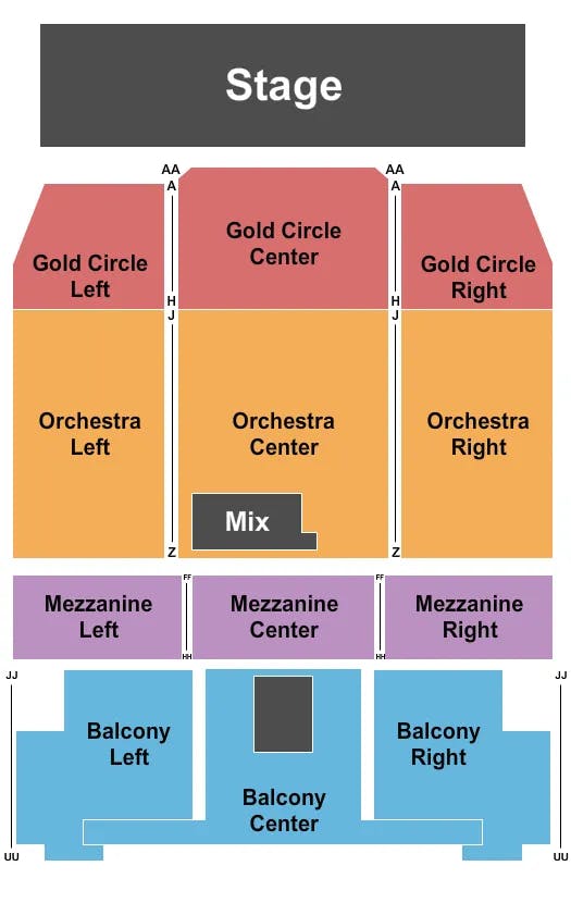 QUEEN ELIZABETH THEATRE TORONTO END STAGE 2A Seating Map Seating Chart