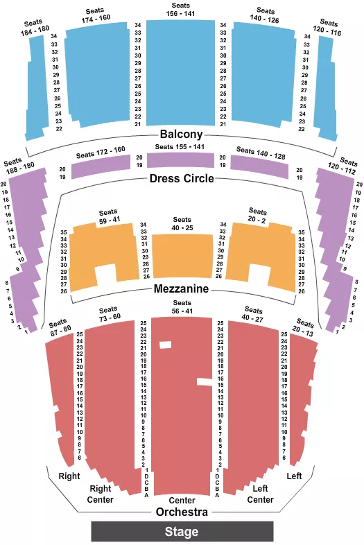 QUEEN ELIZABETH THEATRE VANCOUVER ENDSTAGE 2 Seating Map Seating Chart