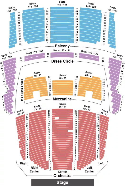 QUEEN ELIZABETH THEATRE VANCOUVER END STAGE Seating Map Seating Chart