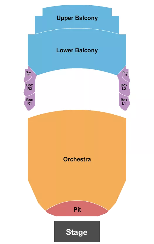 RAISING CANES RIVER CENTER THEATRE END STAGE SPLIT BALCONY Seating Map Seating Chart