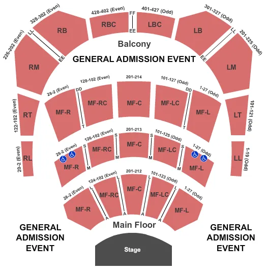 GENERAL ADMISSION Seating Map Seating Chart
