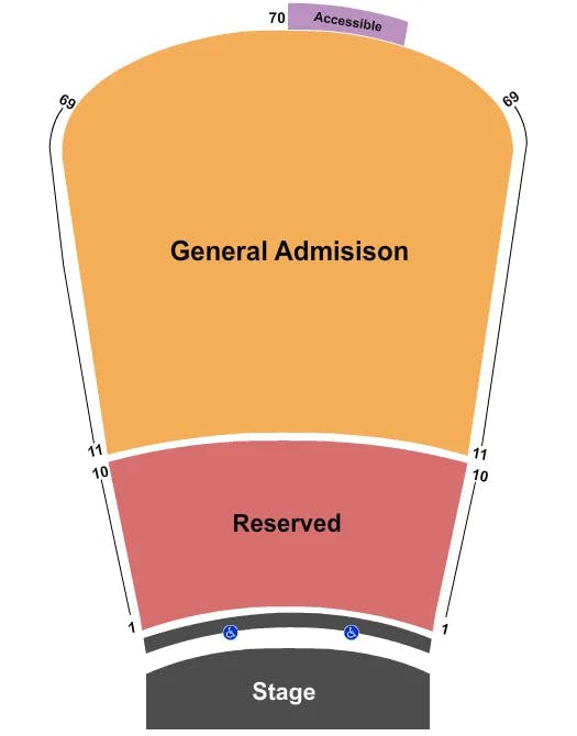  ENDSTAGE RESV ROWS 1 10 AND GA 11 69 Seating Map Seating Chart