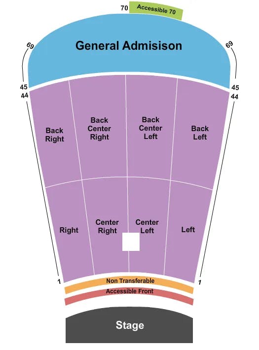 RESERVED 1 44 GENERAL ADMISSION 45 69 Seating Map Seating Chart