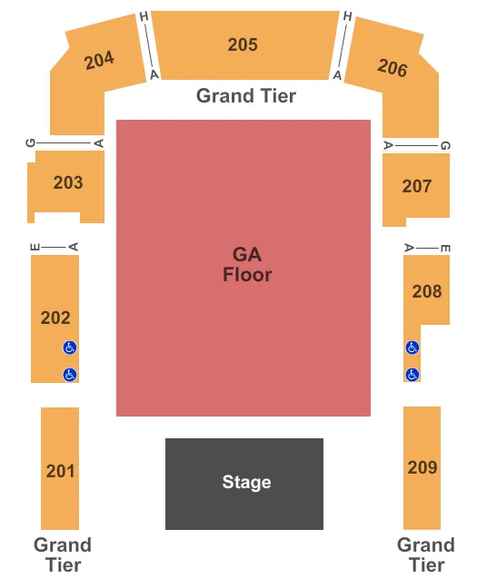  END STAGE GA Seating Map Seating Chart