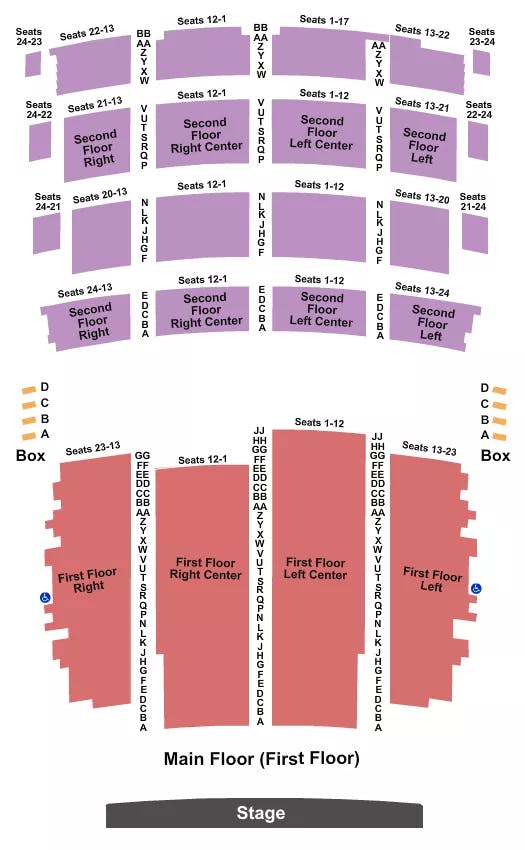 RIVERSIDE THEATER WI END STAGE 2 Seating Map Seating Chart