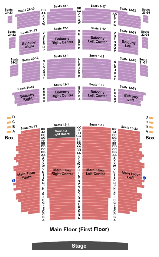 RIVERSIDE THEATER WI END STAGE Seating Map Seating Chart