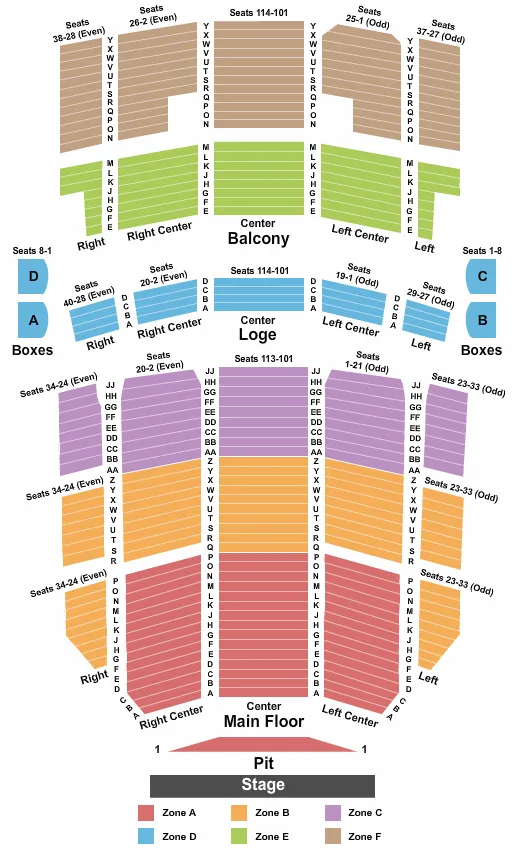  END STAGE INT ZONE Seating Map Seating Chart