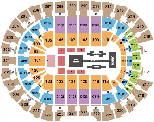  GOLD OVER AMERICA TOUR Seating Map Seating Chart