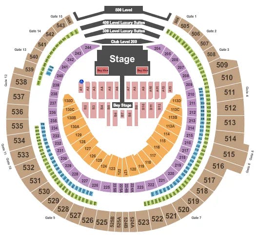  BEYONCE Seating Map Seating Chart