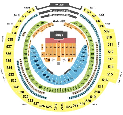  GUNS N ROSES 2 Seating Map Seating Chart