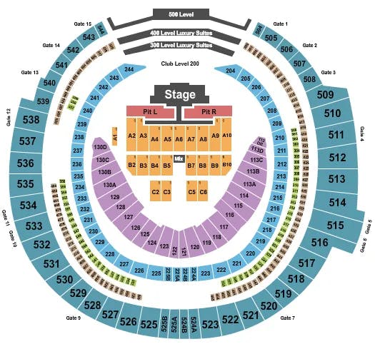  LUKE BRYAN Seating Map Seating Chart