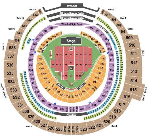  THE STADIUM TOUR Seating Map Seating Chart