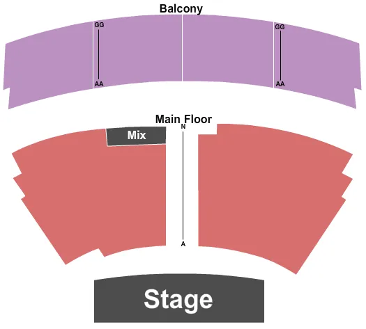 ROSE THEATER OMAHA END STAGE Seating Map Seating Chart