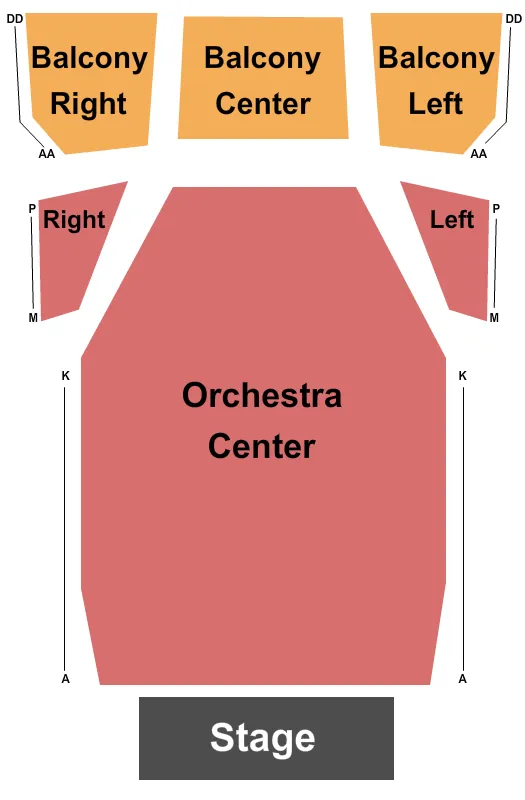 ROYAL GEORGE THEATRE ONTARIO END STAGE Seating Map Seating Chart