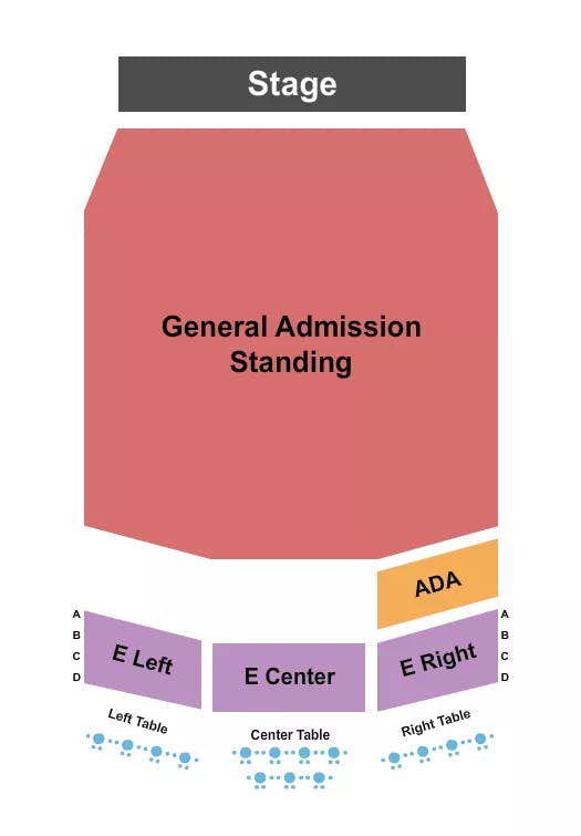  GA STANDING RES E W TABLES Seating Map Seating Chart