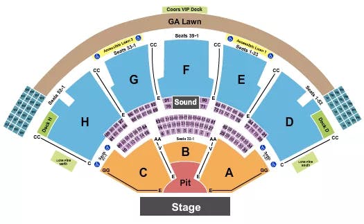  END STAGE GA PIT TO ROW M Seating Map Seating Chart
