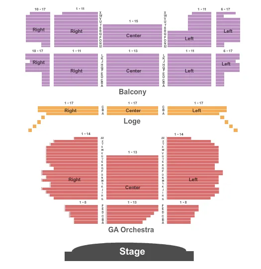  END STAGE GA ORCH Seating Map Seating Chart