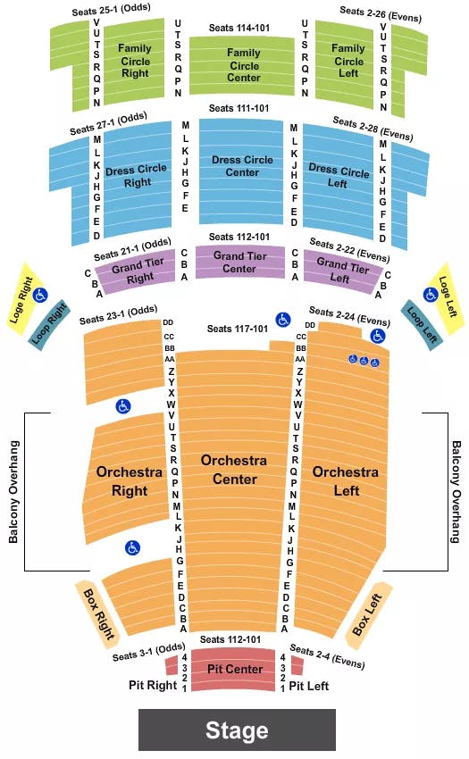 SAENGER THEATRE FL ENDSTAGE 2 Seating Map Seating Chart