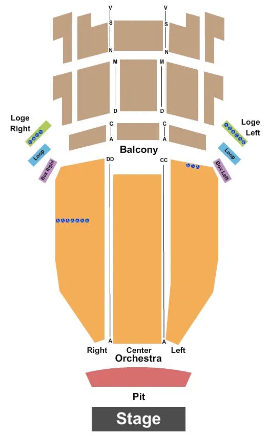 SAENGER THEATRE FL END STAGE Seating Map Seating Chart