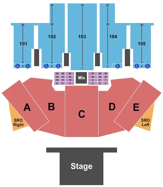  ENDSTAGE W SRO LR Seating Map Seating Chart