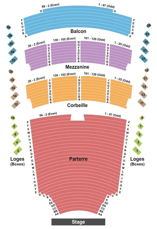 SALLE WILFRID PELLETIER AT PLACE DES ARTS ENDSTAGE 2 Seating Map Seating Chart