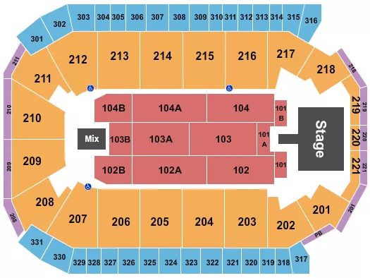  END STAGE 101 PIT Seating Map Seating Chart