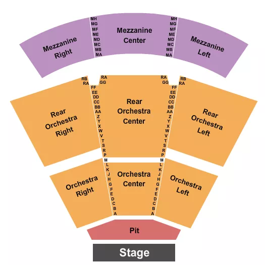  ENDSTAGE ROWS Seating Map Seating Chart