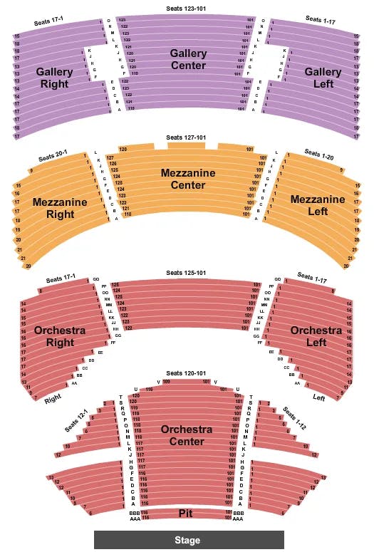 SAROFIM HALL HOBBY CENTER ENDSTAGE PIT Seating Map Seating Chart