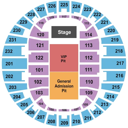  END STAGE VIP GA PIT Seating Map Seating Chart