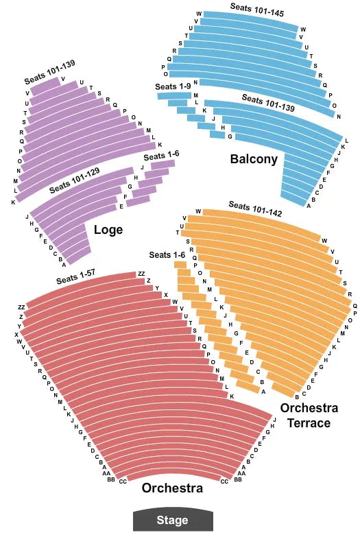 SEGERSTROM CENTER FOR THE ARTS SEGERSTROM HALL END STAGE Seating Map Seating Chart