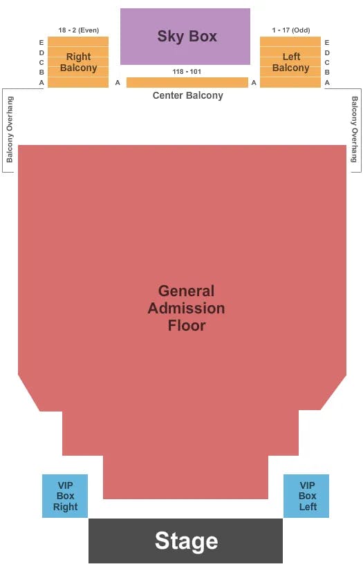  ENDSTAGE GA FLOOR RESV BALC Seating Map Seating Chart