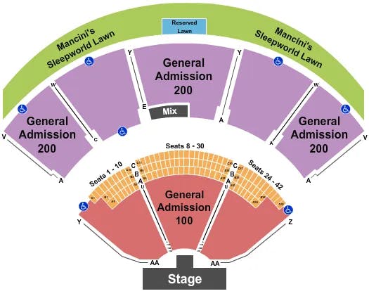 SHORELINE AMPHITHEATRE CA ENDSTAGE GA Seating Map Seating Chart