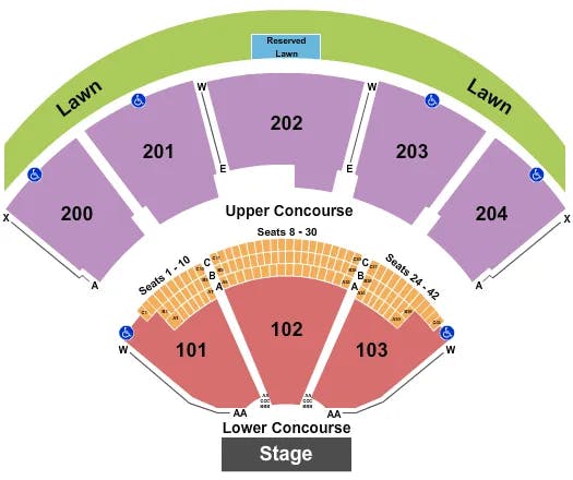 SHORELINE AMPHITHEATRE CA END STAGE Seating Map Seating Chart