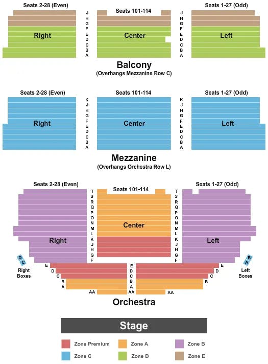 SHUBERT THEATRE NY ENDSTAGE INT ZONE Seating Map Seating Chart