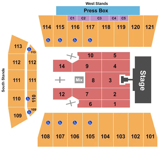 SKELLY FIELD AT HA CHAPMAN STADIUM DEF LEPPARD Seating Map Seating Chart