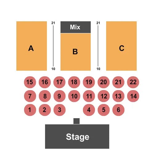 SNOQUALMIE CASINO BALLROOM END STAGE TABLES 2 Seating Map Seating Chart