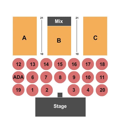 SNOQUALMIE CASINO BALLROOM END STAGE TABLES Seating Map Seating Chart