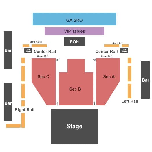 SOUTH SIDE BALLROOM AT GILLEYS END STAGE Seating Map Seating Chart