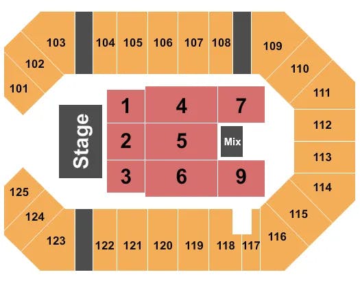 THE CORBIN ARENA KY END STAGE Seating Map Seating Chart