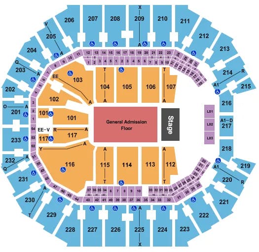  ENDSTAGE GA Seating Map Seating Chart