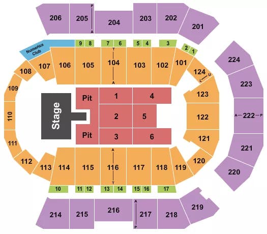  ENDSTAGE PIT W CATWALK Seating Map Seating Chart