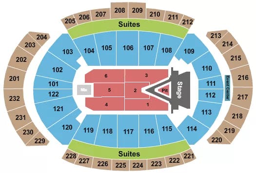 T MOBILE CENTER AEROSMITH Seating Map Seating Chart