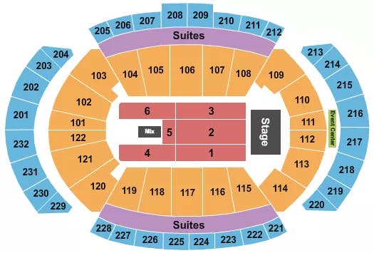 T MOBILE CENTER ENDSTAGE 4 Seating Map Seating Chart