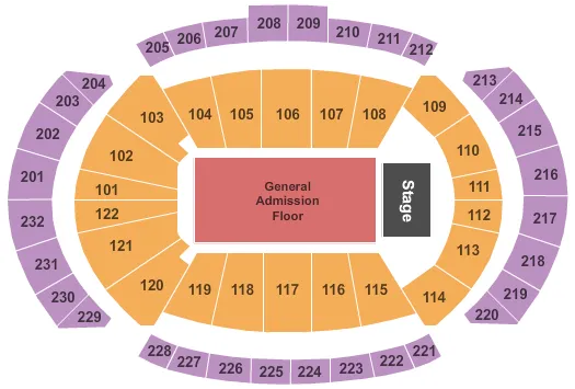 T MOBILE CENTER END STAGE GA FLOOR Seating Map Seating Chart