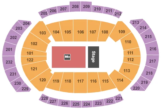 T MOBILE CENTER ENDSTAGE NO FLOOR Seating Map Seating Chart