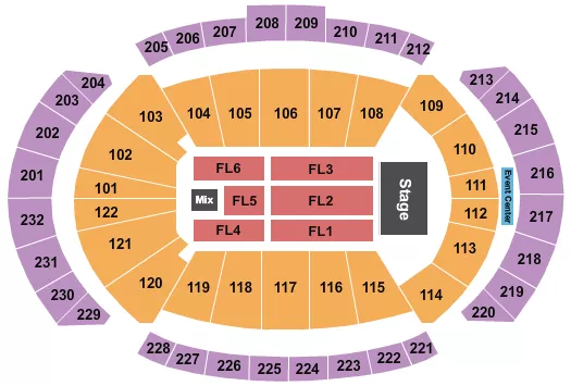 T MOBILE CENTER END STAGE Seating Map Seating Chart