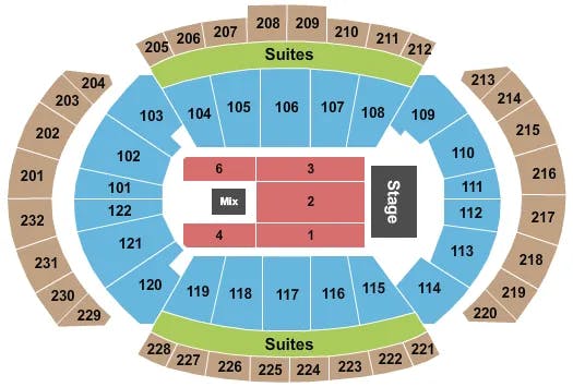 T MOBILE CENTER REBA MCENTIRE Seating Map Seating Chart