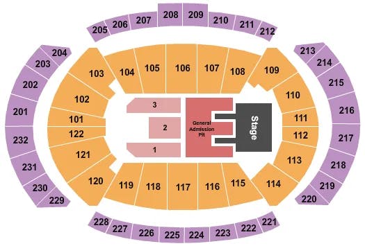 T MOBILE CENTER ZAC BROWN BAND Seating Map Seating Chart