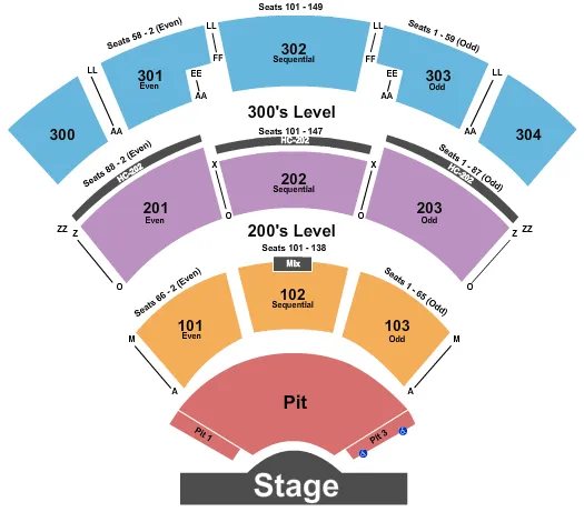 ST AUGUSTINE AMPHITHEATRE ENDSTAGE 3 PITS 2 Seating Map Seating Chart