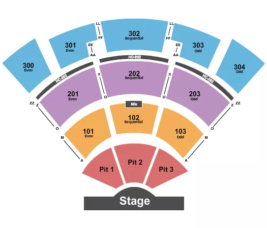 ST AUGUSTINE AMPHITHEATRE ENDSTAGE 4 Seating Map Seating Chart
